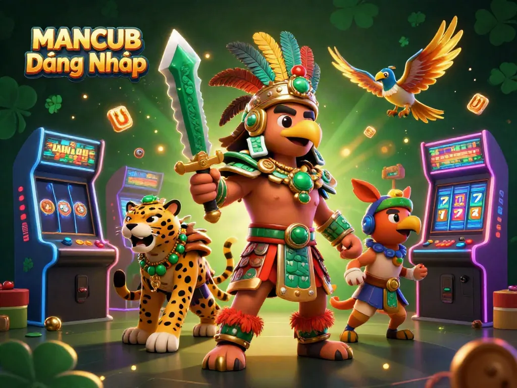 Engage in thrilling gameplay at MANCUB Đăng Nhập with vibrant 3D characters and casino elements.