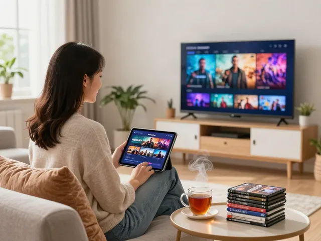 Enjoying MovieBox for iOS with friend in a bright living room