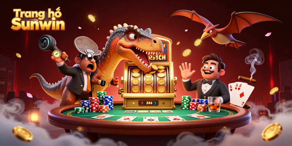 Engage with Trang chủ Sunwin as a pachycephalosaurus celebrates a jackpot with a lively casino scene.
