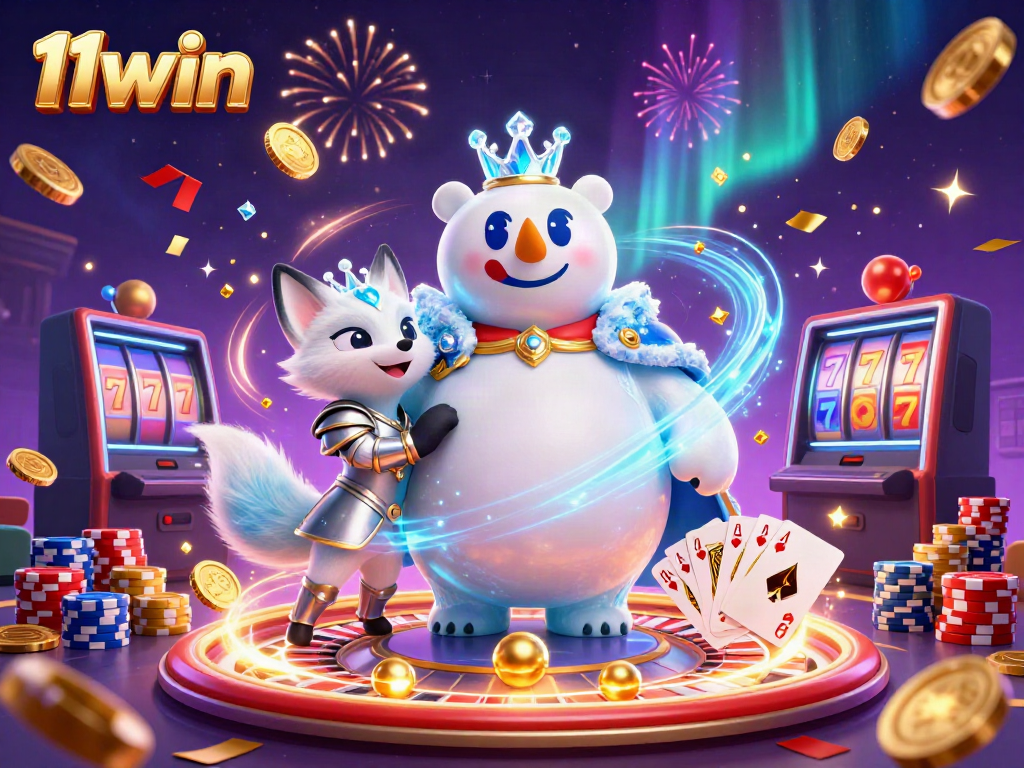 Experience a thrilling 11win moment surrounded by dazzling casino elements and festive energy.