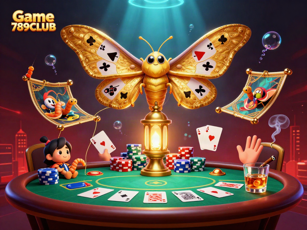Experience thrilling gameplay at Game 789CLUB with vibrant poker scenes featuring dynamic elements and rich visuals.