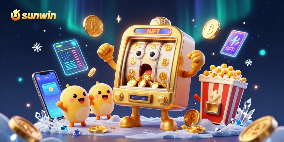 Hit the jackpot with sunwin's vibrant slot machine surrounded by dynamic gaming elements!