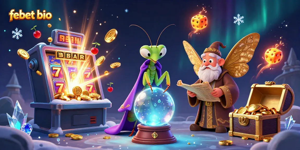 Experience thrilling wins at febet bio with a mystical slot machine and captivating fortune teller scene.