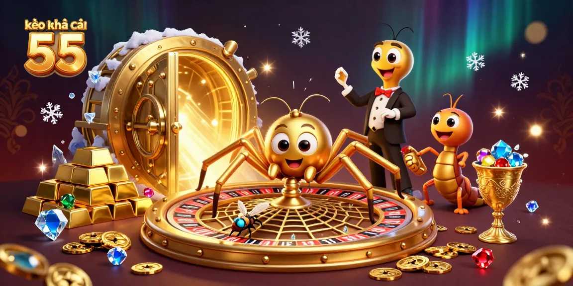 Spin the roulette with kèo nhà cái 55 featuring a spider and croupier in a dynamic casino scene.