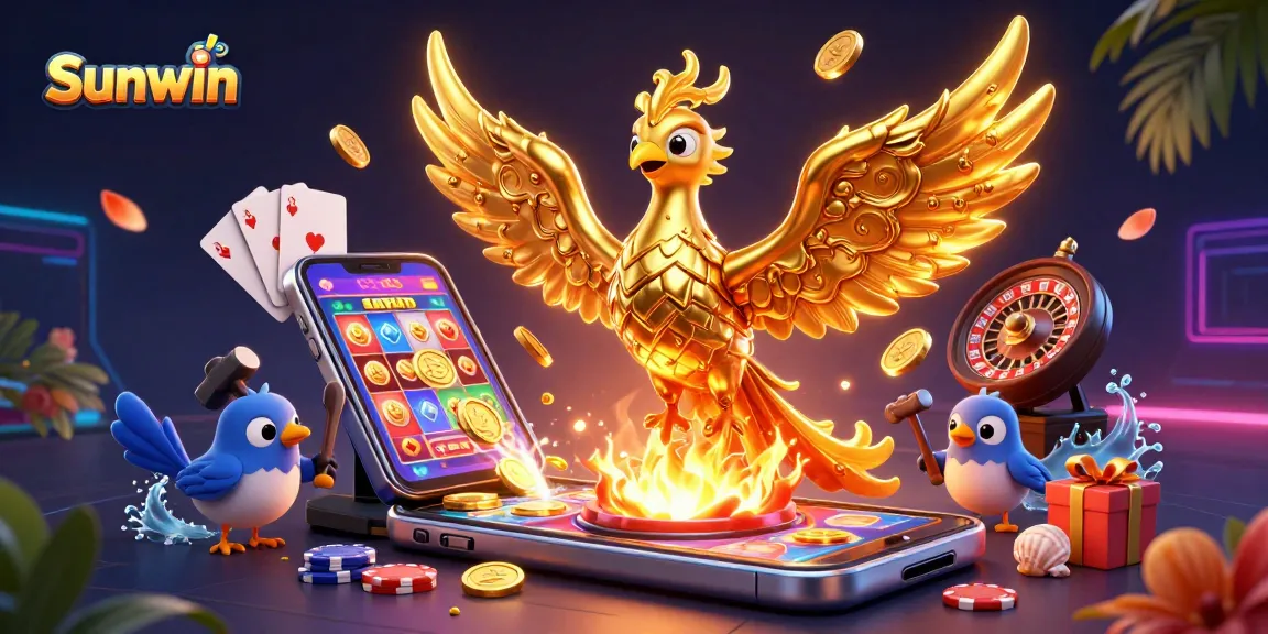 Experience thrilling gameplay at Sunwin with a golden phoenix and exciting casino elements.