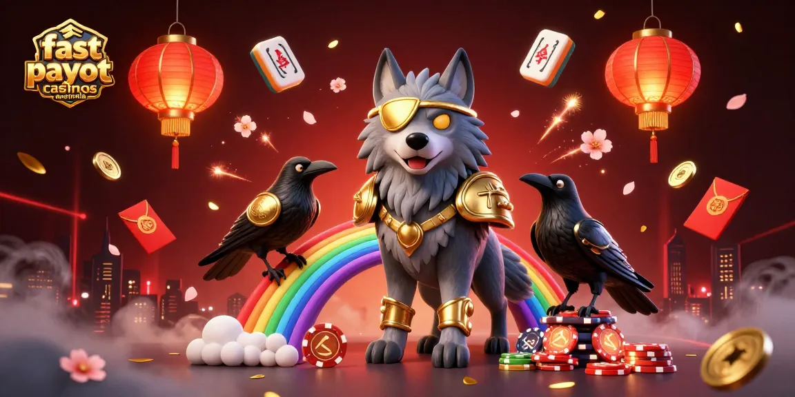 Experience the excitement of fast payout casinos Australia with a vibrant 3D illustration showcasing dynamic gaming elements.