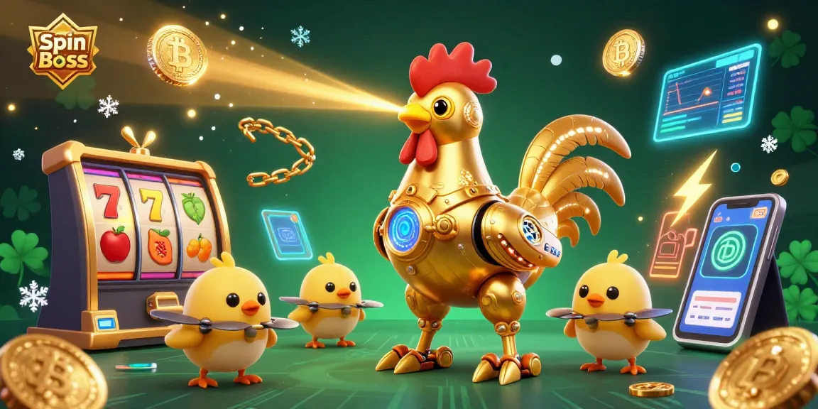 Engage in exciting casino adventures with Spin Boss, featuring dazzling 3D characters amidst vibrant slot reels and cryptocurrency.