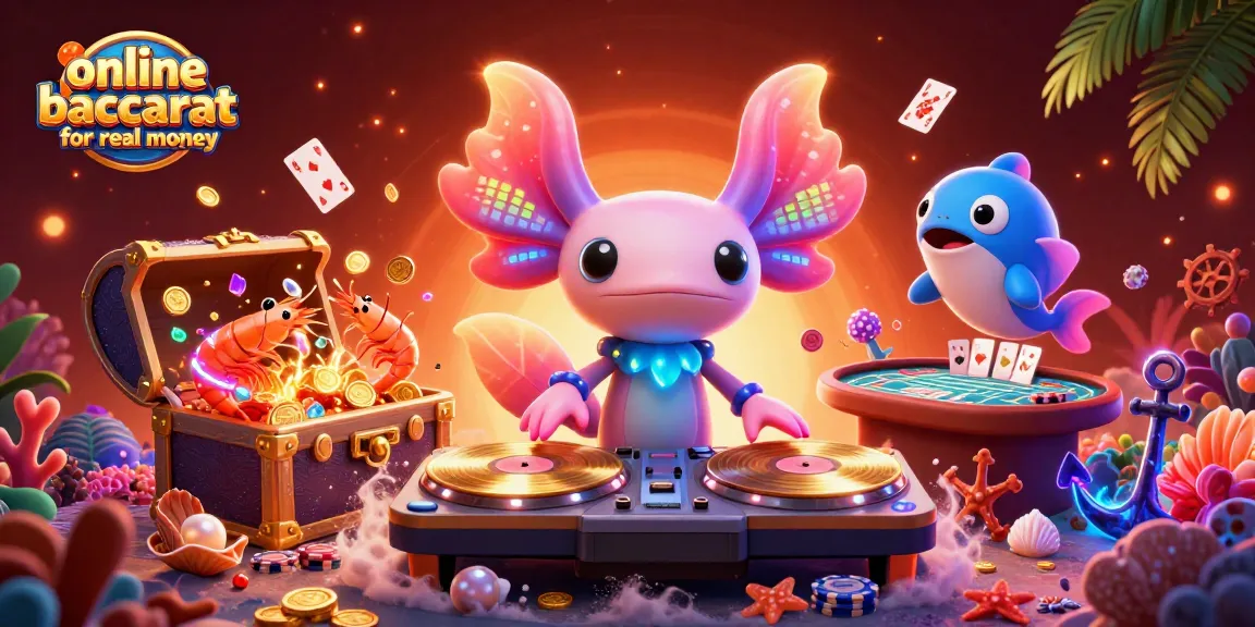 Experience online baccarat for real money with vibrant characters and thrilling game elements in a captivating scene.